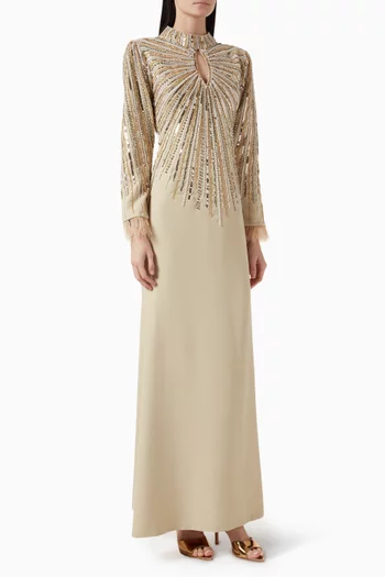 Embellished-bodice Keyhole Gown