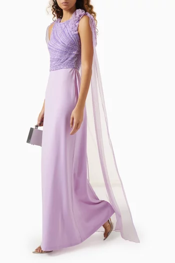 Embellished Cape-style Gown