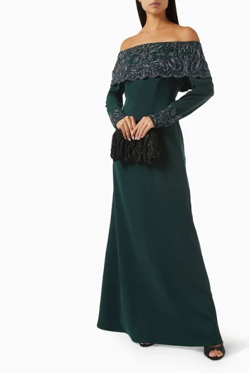 Off-shoulder Intricate Embellished Gown