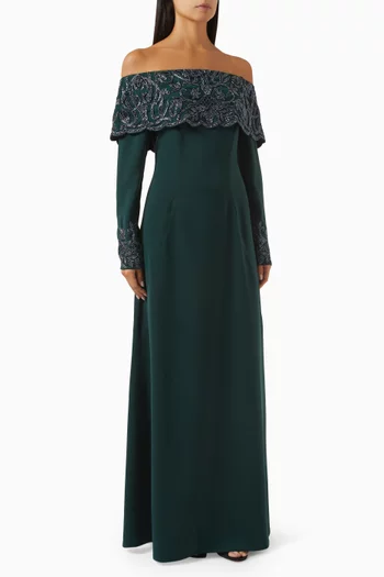 Off-shoulder Intricate Embellished Gown