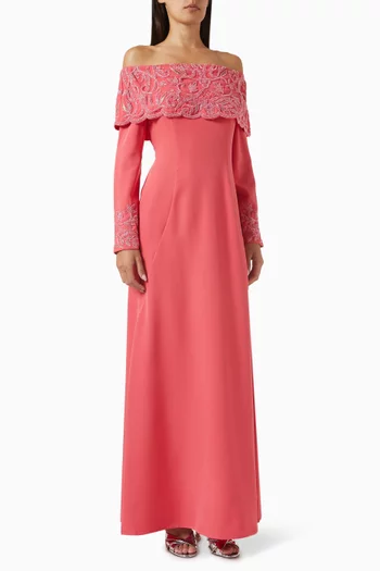 Off-shoulder Intricate Embellished Gown