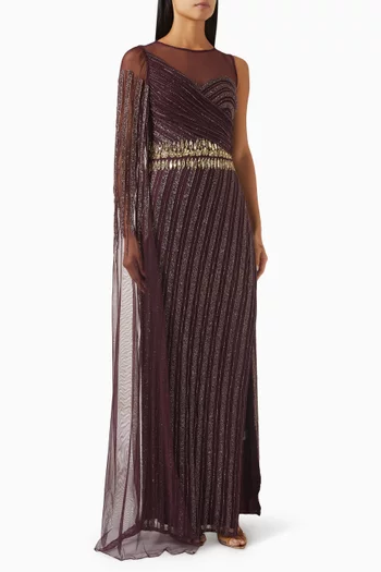 Embellished Mesh Gown