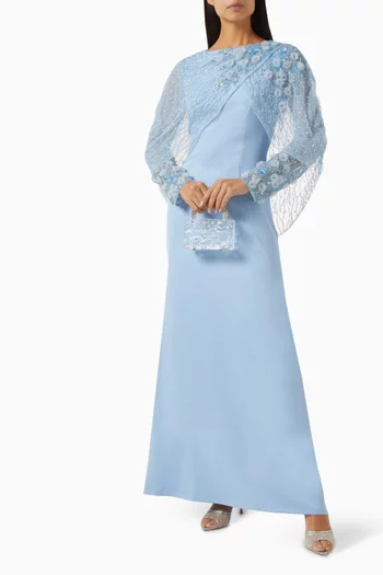 Embellished Floral-panel Gown