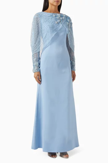 Embellished Floral-panel Gown