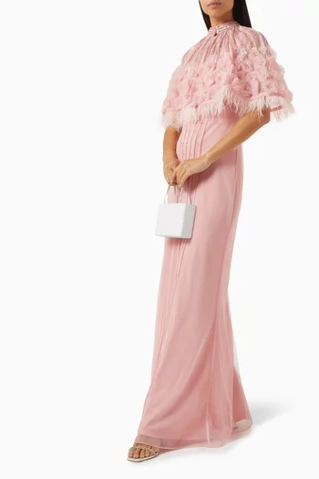 Floral Detachable Cape Gown
