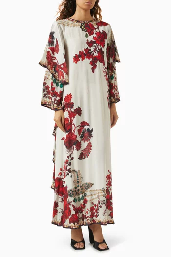 Fazluna Floral-print Kaftan