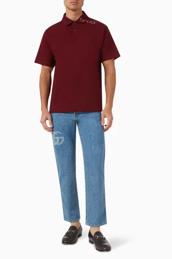 Logo-print Polo Shirt in Cotton Piqué