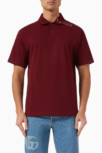 Logo-print Polo Shirt in Cotton Piqué