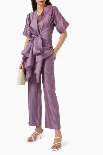 Waterfall Shirt & Pants Set in Chanderi