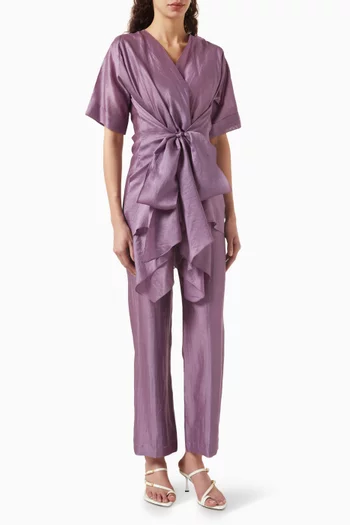 Waterfall Shirt & Pants Set in Chanderi