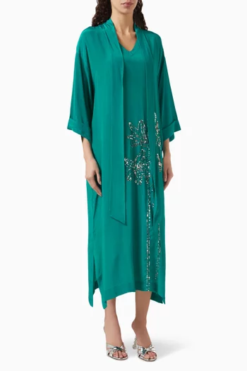 قفطان بتطريزات يدوية كريب