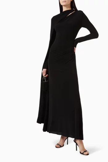 Evana Cape-sleeve Maxi Dress in Jersey
