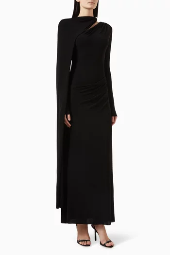 Evana Cape-sleeve Maxi Dress in Jersey