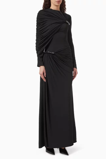 Serenity Draped Maxi Dress in Stretch Crepe