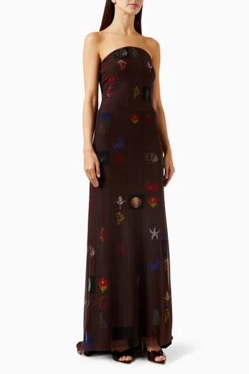 Balance Tattoo Maxi Dress in Tulle-jersey