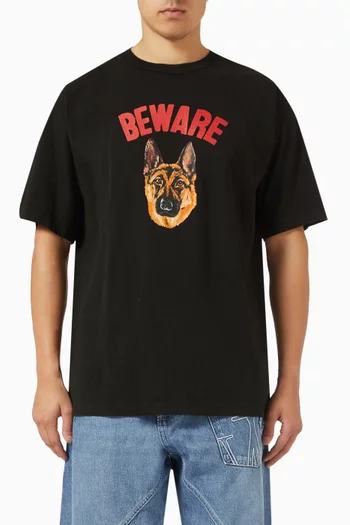 Beware Sign T-shirt in Cotton