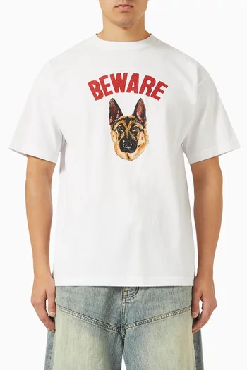 تي شيرت بطبعة عبارة Beware قطن