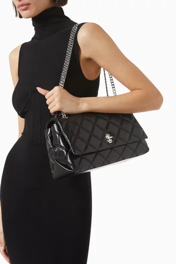The Medium Quilted Dual Shoulder Bag in Leather