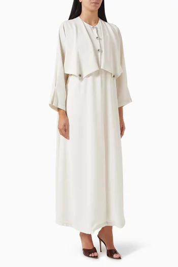 Roundneck Jacket Flap Abaya in Georgette