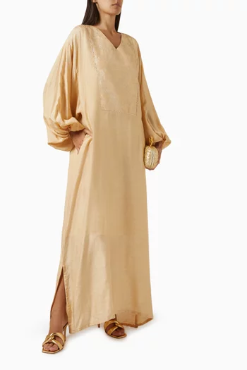 فستان زهرة طويل جاكار