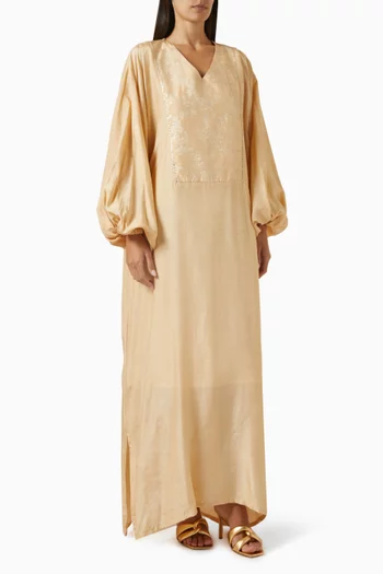 فستان زهرة طويل جاكار