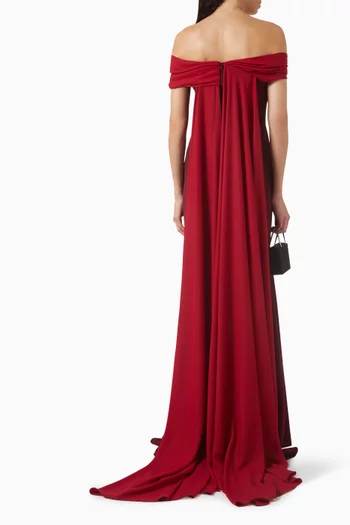 Two-tone Gown in Stretch-knit Crepe