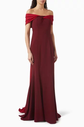 Two-tone Gown in Stretch-knit Crepe