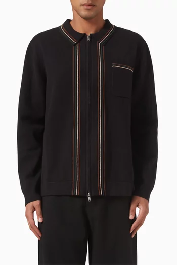 Amble Long-sleeve Polo Shirt in Cotton Blend
