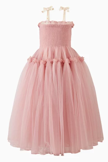Nicola Flared Maxi Dress in Mesh