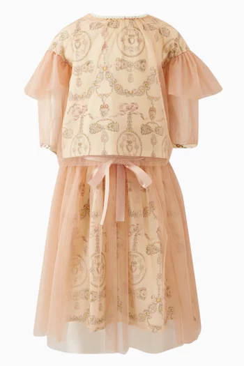 Danielle Layered Skirt in Tulle Jacquard