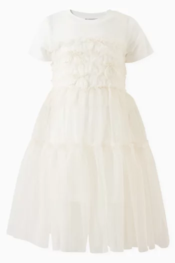 Erica Flared T-shirt Dress in Jersey & Mesh
