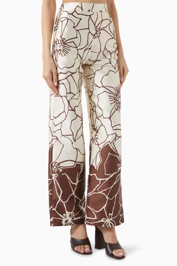 Floral-print Pants