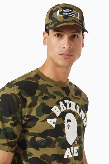Crinkle-effect Camo-print Baseball Cap in Canvas