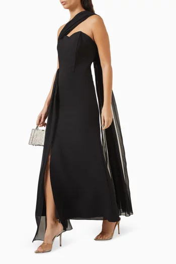 One-shoulder Dress in Crepe