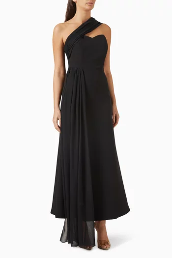 One-shoulder Dress in Crepe