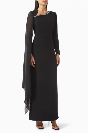 Asymmetrical-trim Maxi Dress