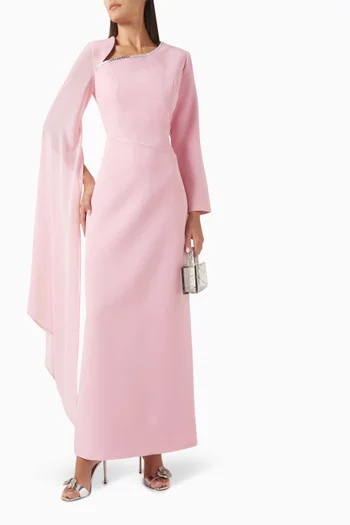 Asymmetrical-trim Maxi Dress
