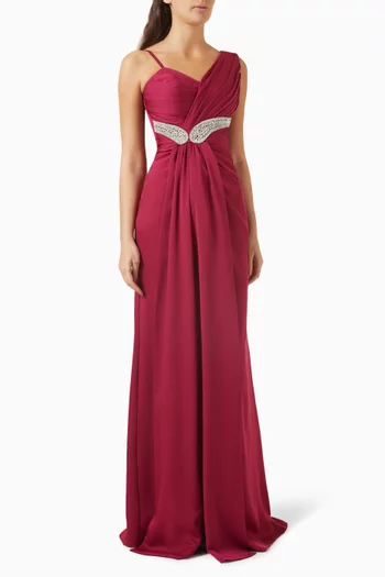Crystal-embellished Dress in Crepe-satin