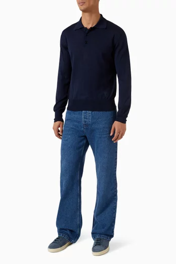 Polo Sweater in Wool-silk Blend