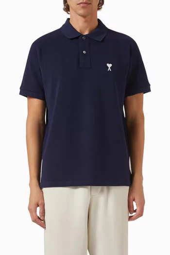 Embroidered-logo Polo Shirt in Pique-knit