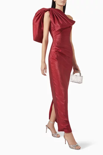 Bow One-shoulder Gown in Organza