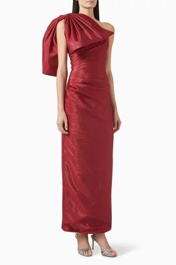 Bow One-shoulder Gown in Organza