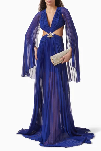 Pleated Crystal-embellished Maxi Dress in Chiffon