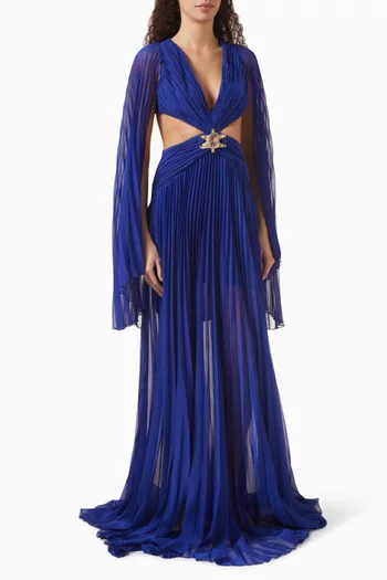 Pleated Crystal-embellished Maxi Dress in Chiffon