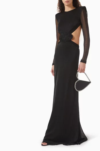 Glittered Cut-out Maxi Dress