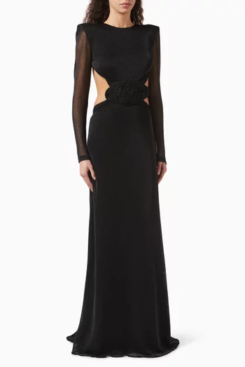 Glittered Cut-out Maxi Dress