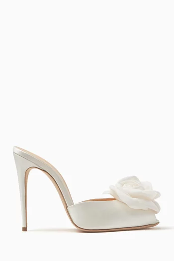 Flower 105 Peep-toe Mules in Satin