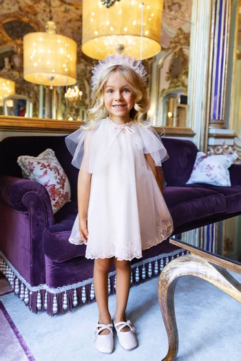 Daniella Floral-embroidered Dress in Tulle