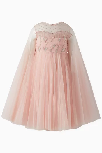Rafaella Ruffled Floral-embellished Dress in Tulle