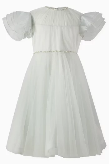 Tiffany Ruffled Cape Dress in Tulle